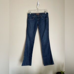 Frankie b. Y2K size 26 dark denim boot cut jeans with studded back pockets